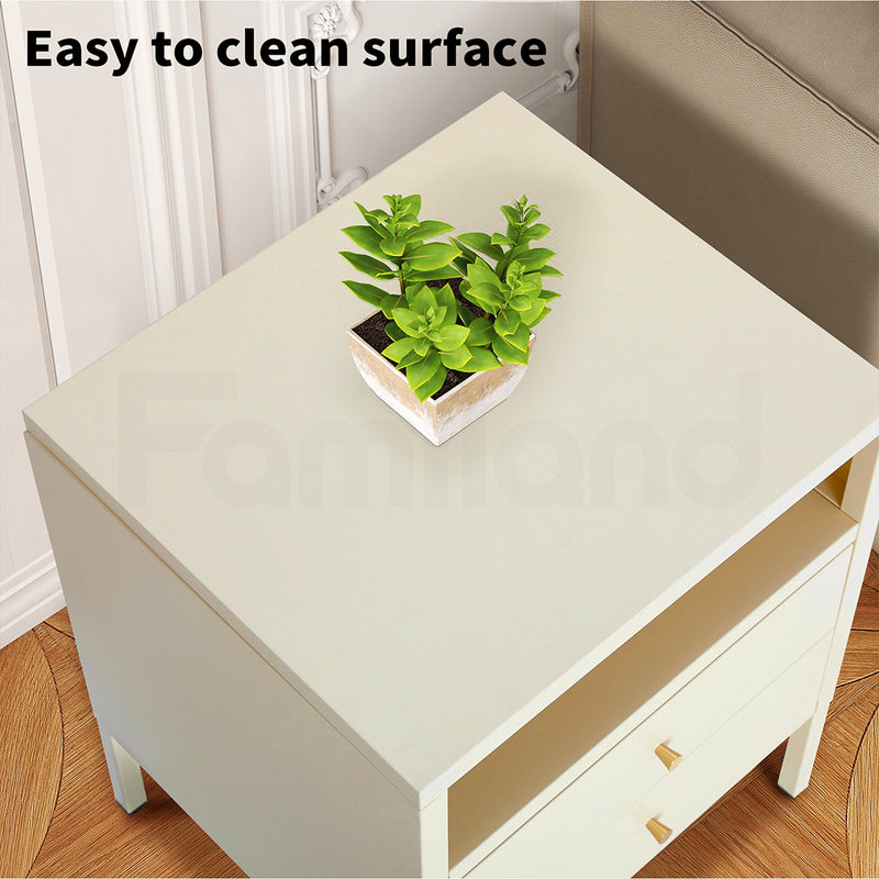 Familand Steel End Side Table Night Stand Bedside Tables with 2x Storage Drawers