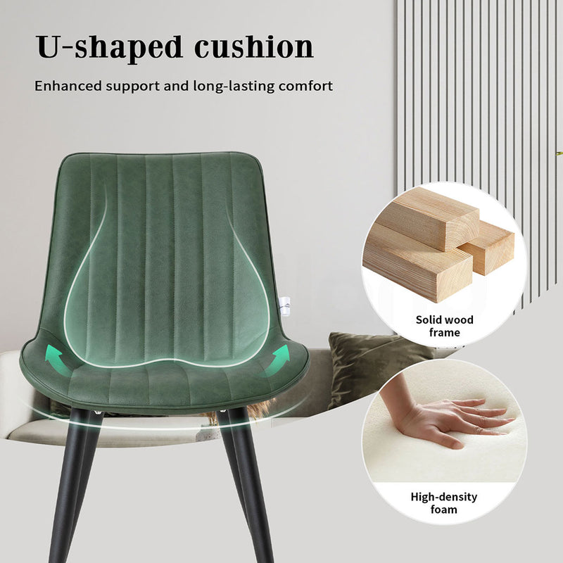 Familand Faux Leather Dining Chairs Set Of 2 in Green