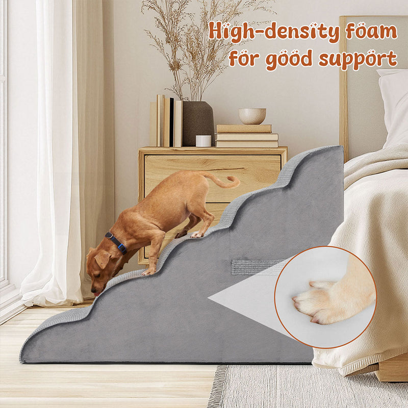 Tedi's 5 Steps Memory Foam Dog Stairs Ramp for High Bed Sofa Couch