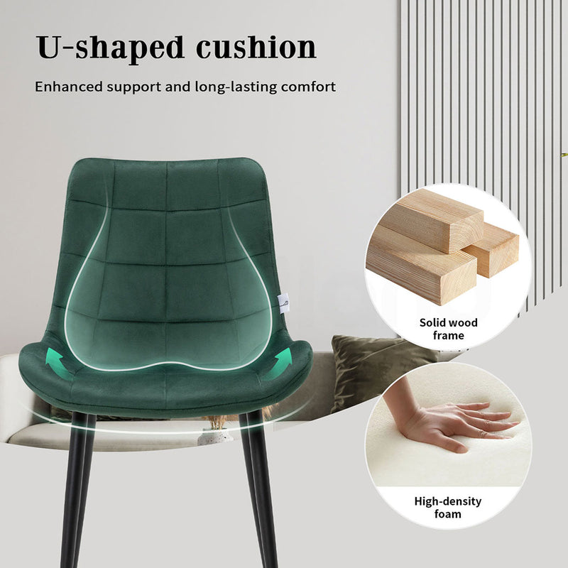 Familand Velvet Dining Chairs Set Of 4 in Green