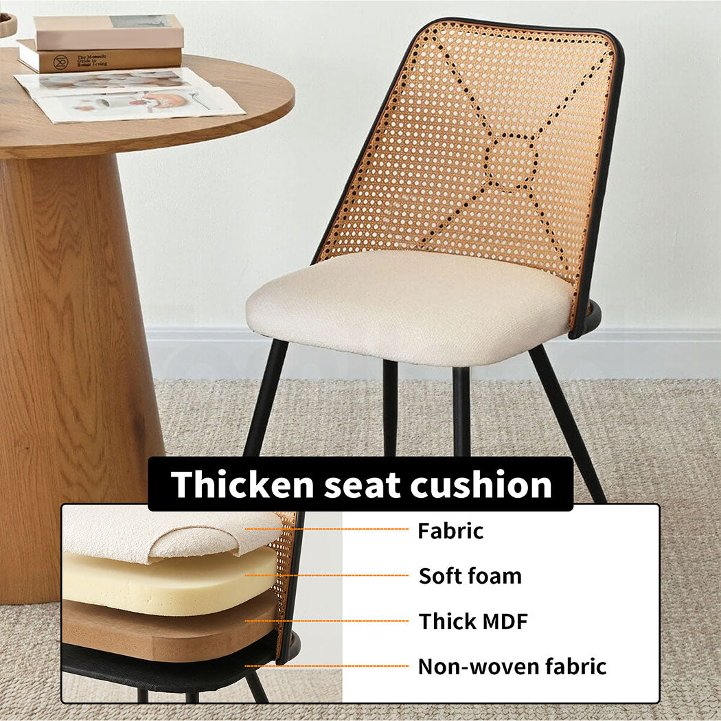 Familand Dining Chairs Set Of 2 Padded Seat Kitchen Living Room Chair With Rattan Back