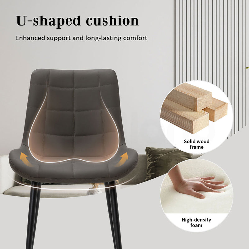 Familand Faux Leather Dining Chairs Set Of 4 in Grey