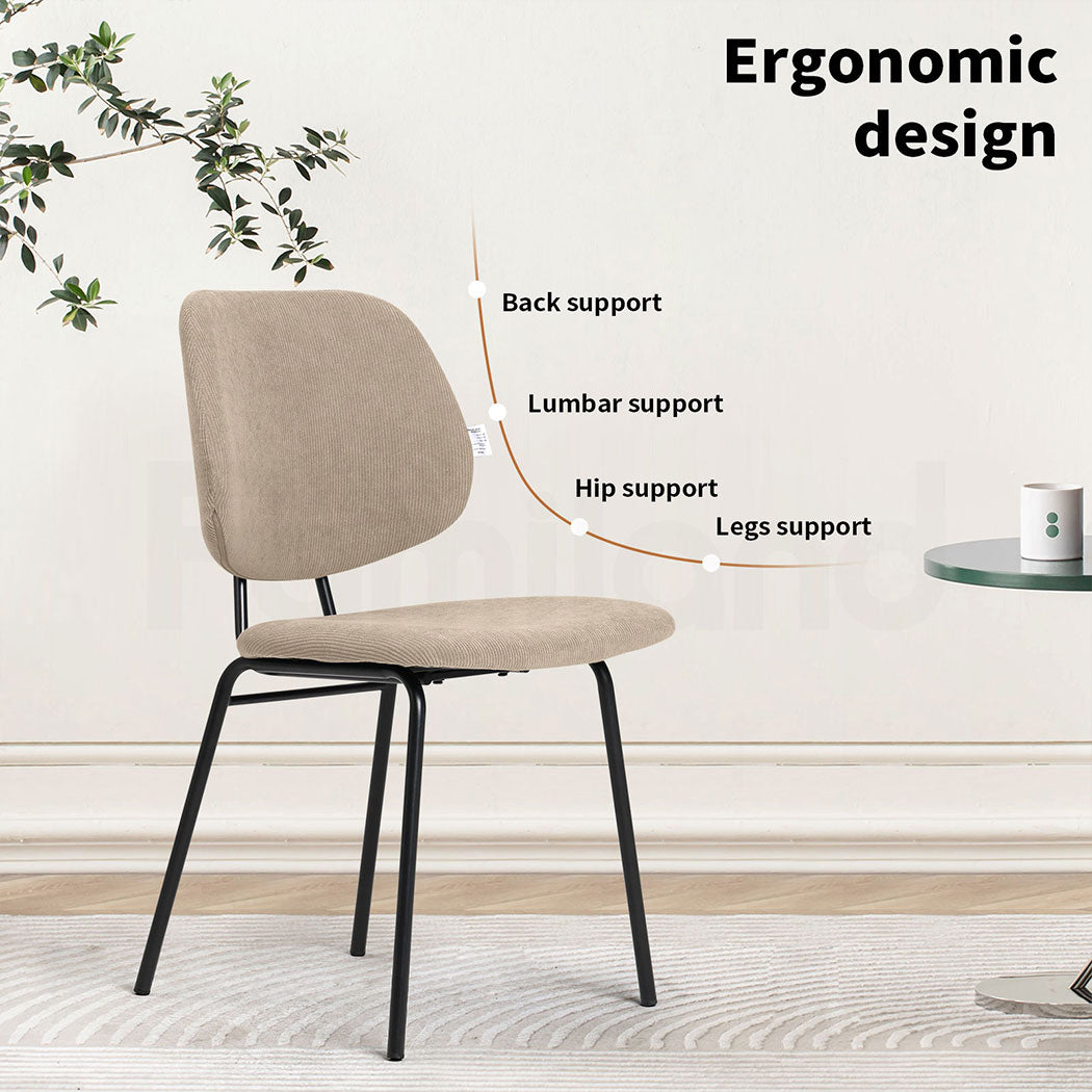 Familand Corduroy Dining Chairs Set Of 2 in Khaki