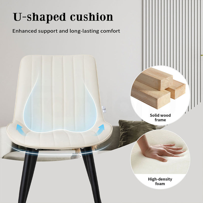 Familand Faux Leather Dining Chairs Set Of 2 in Cream