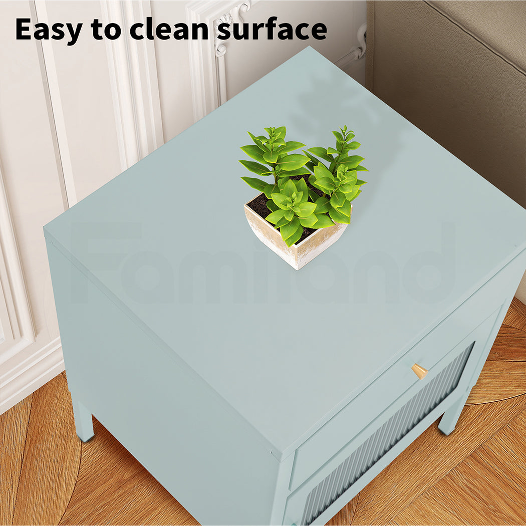 Familand Steel End Side Table Night Stand Bedside Tables in Mint Green