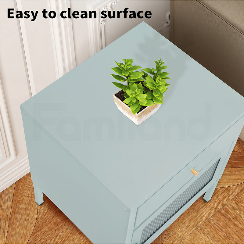 Familand Steel End Side Table Night Stand Bedside Tables in Mint Green