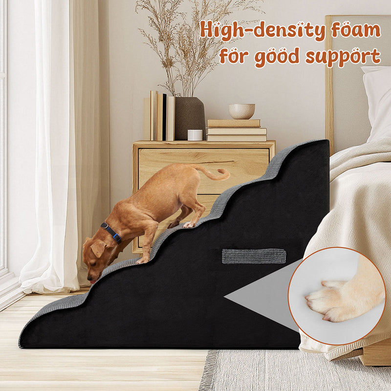 Tedi's 5 Steps Memory Foam Dog Stairs Ramp for High Bed Sofa Couch