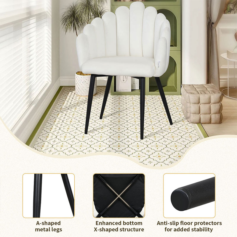 Familand Velvet Dining Chairs Set Of 2 in White