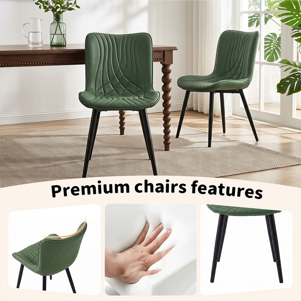 Familand Dining Chairs Set Of 2 PU Leather Padded Seat Kitchen Living Room Chair