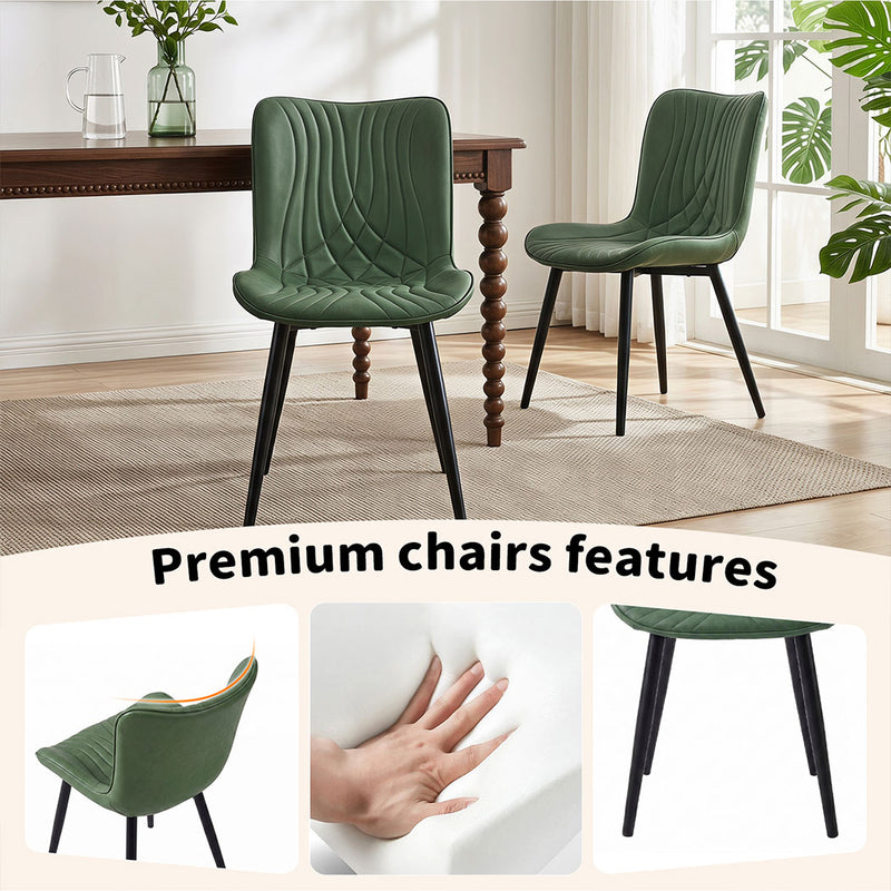 Familand Dining Chairs Set Of 2 PU Leather Padded Seat Kitchen Living Room Chair