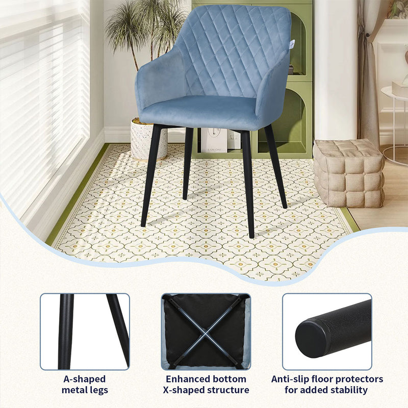 Familand Velvet Dining Chairs Set Of 2 in Blue