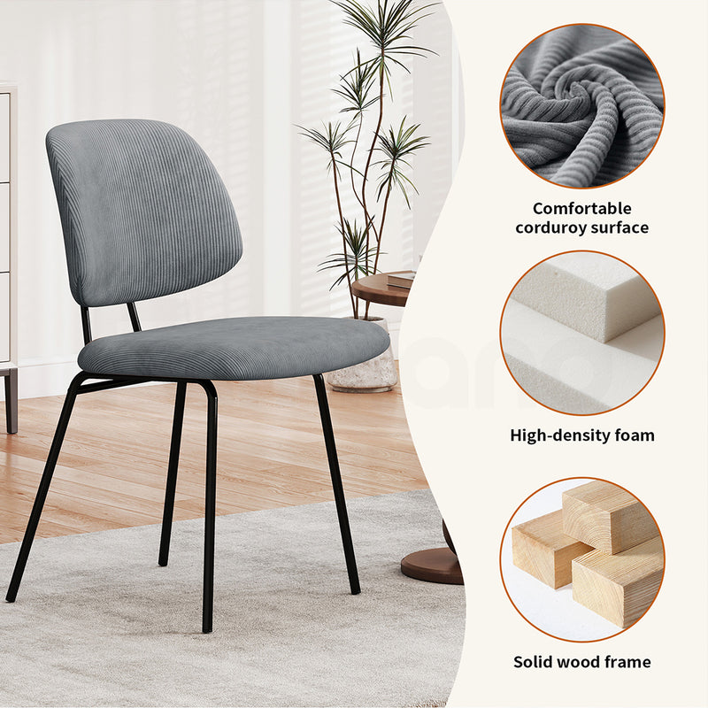 Familand Corduroy Dining Chairs Set Of 4 in Grey