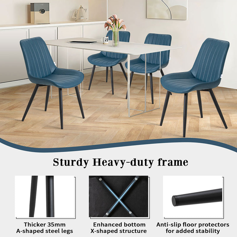 Familand Faux Leather Dining Chairs Set Of 2 in Navy