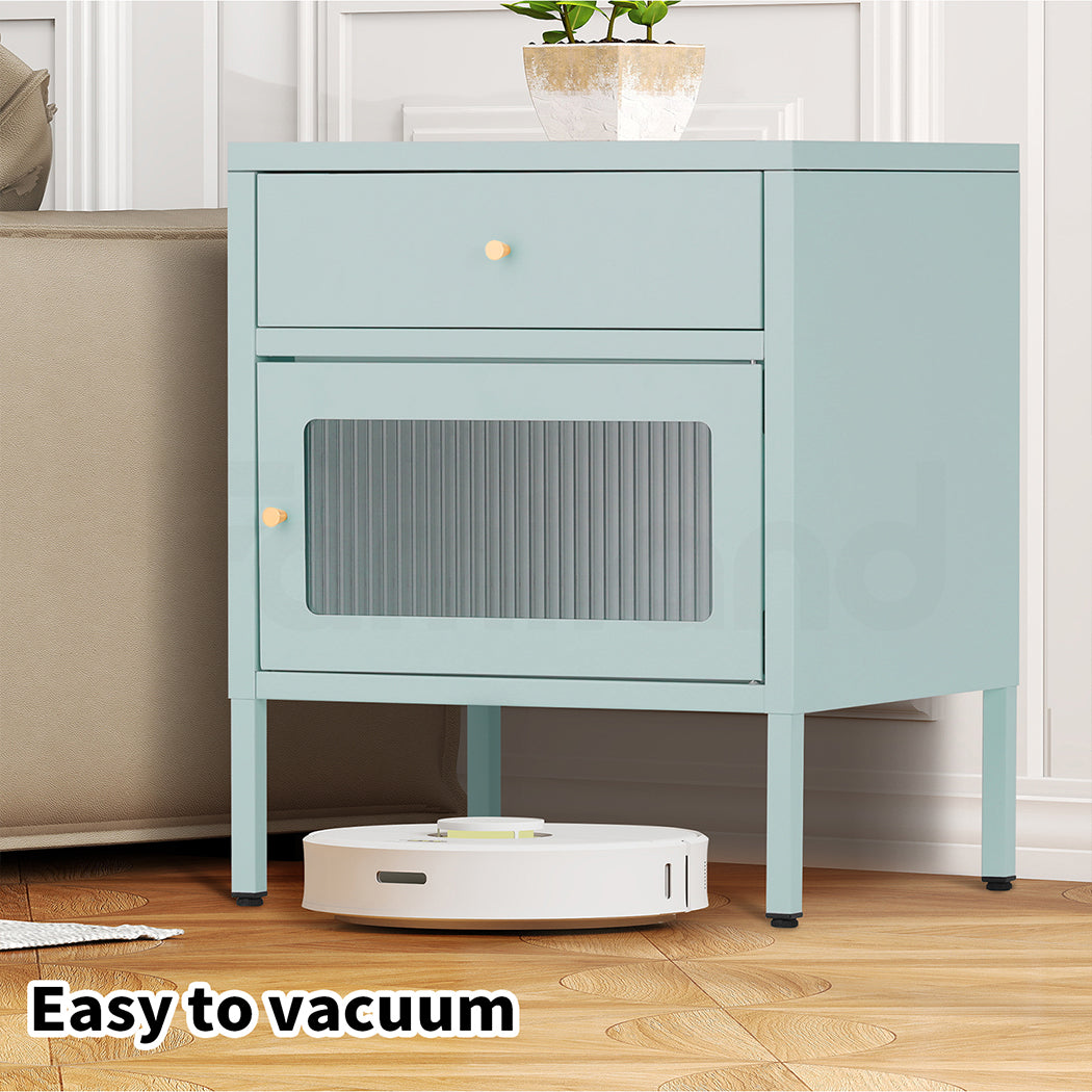 Familand Steel End Side Table Night Stand Bedside Tables in Mint Green