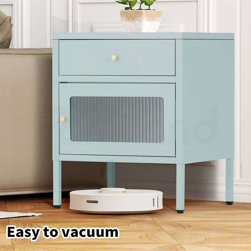 Familand Steel End Side Table Night Stand Bedside Tables in Mint Green