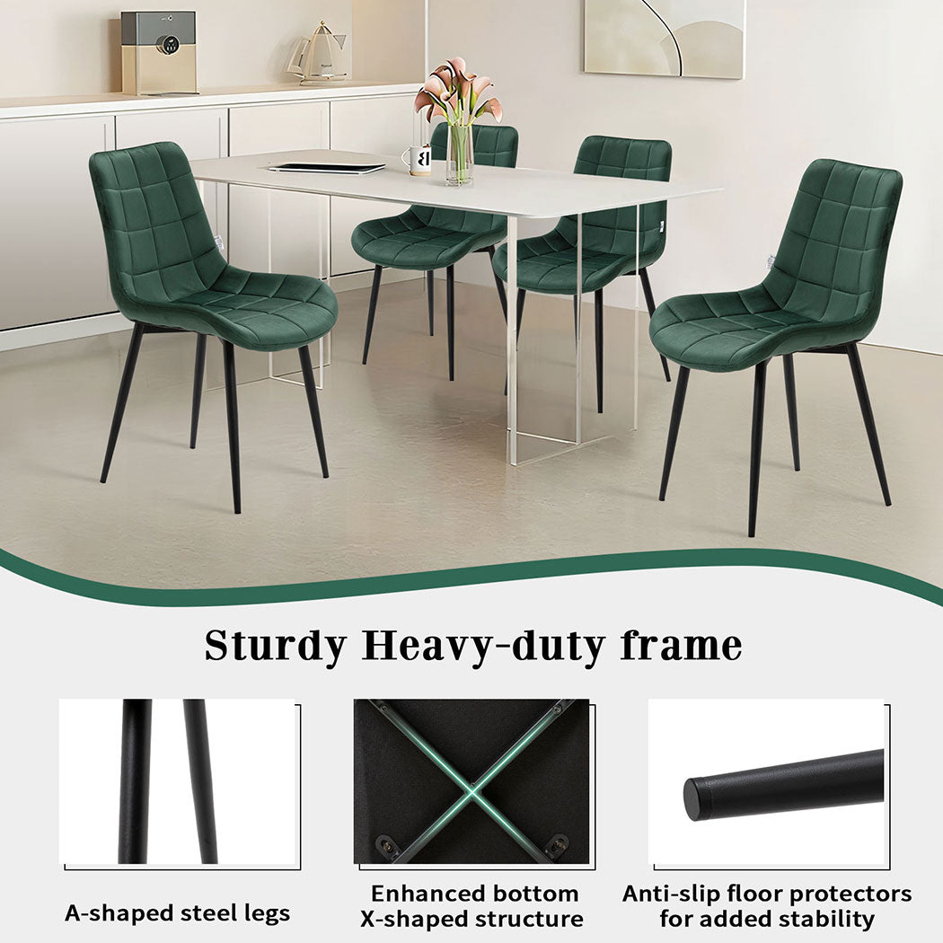 Familand Velvet Dining Chairs Set Of 4 in Green