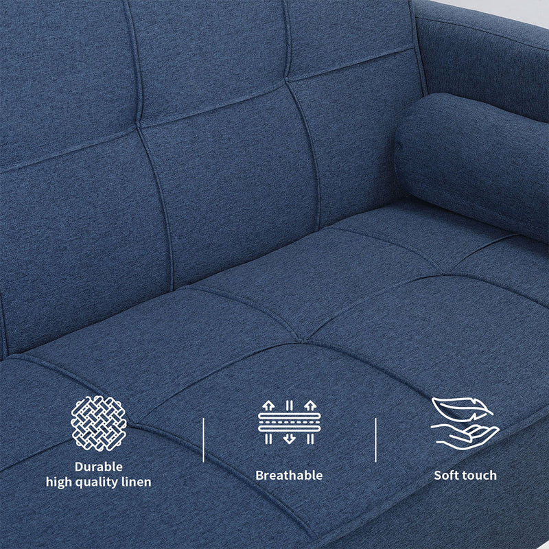 Familand 3 Seater Convertible Futon Sofa Bed Blue