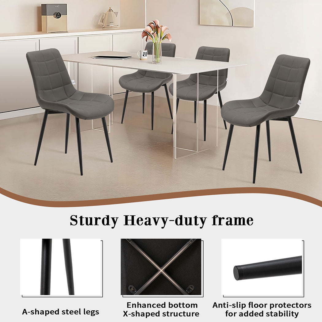Familand Faux Leather Dining Chairs Set Of 4 in Grey