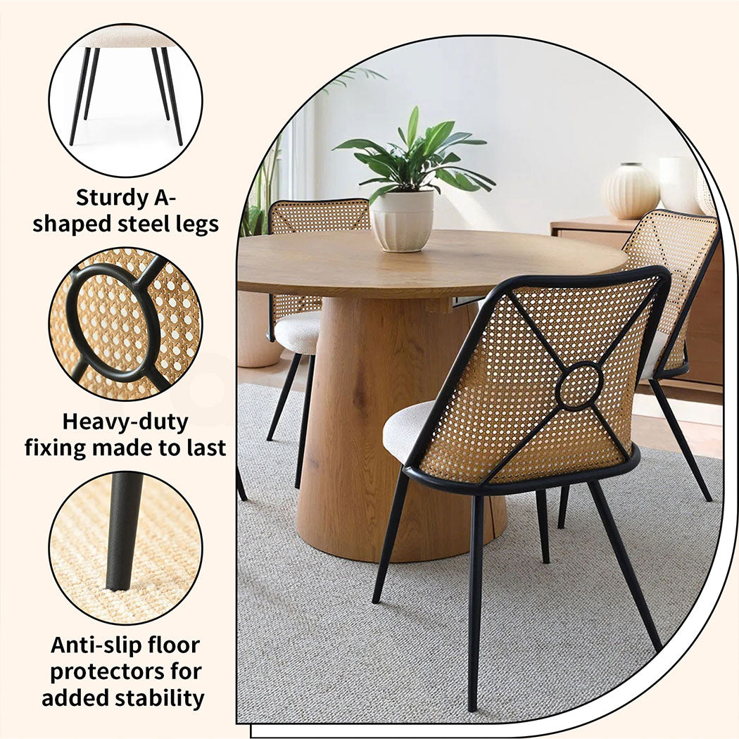 Familand Dining Chairs Set Of 2 Padded Seat Kitchen Living Room Chair With Rattan Back