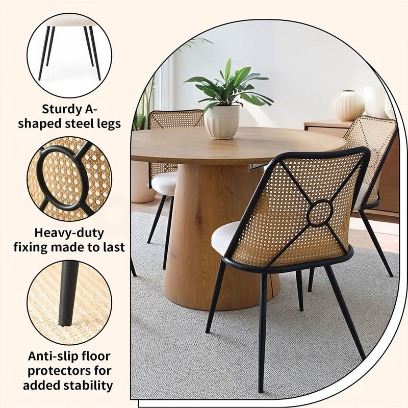 Familand Dining Chairs Set Of 2 Padded Seat Kitchen Living Room Chair With Rattan Back