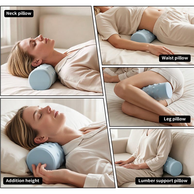 Familand Memory Foam Cervical Neck Pillow in Blue & White