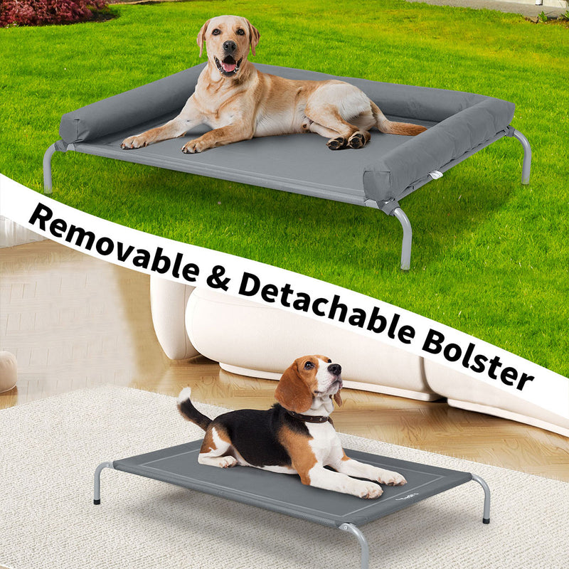 Tedi's Pet Elevated Dog Bed with Removable Bolsters