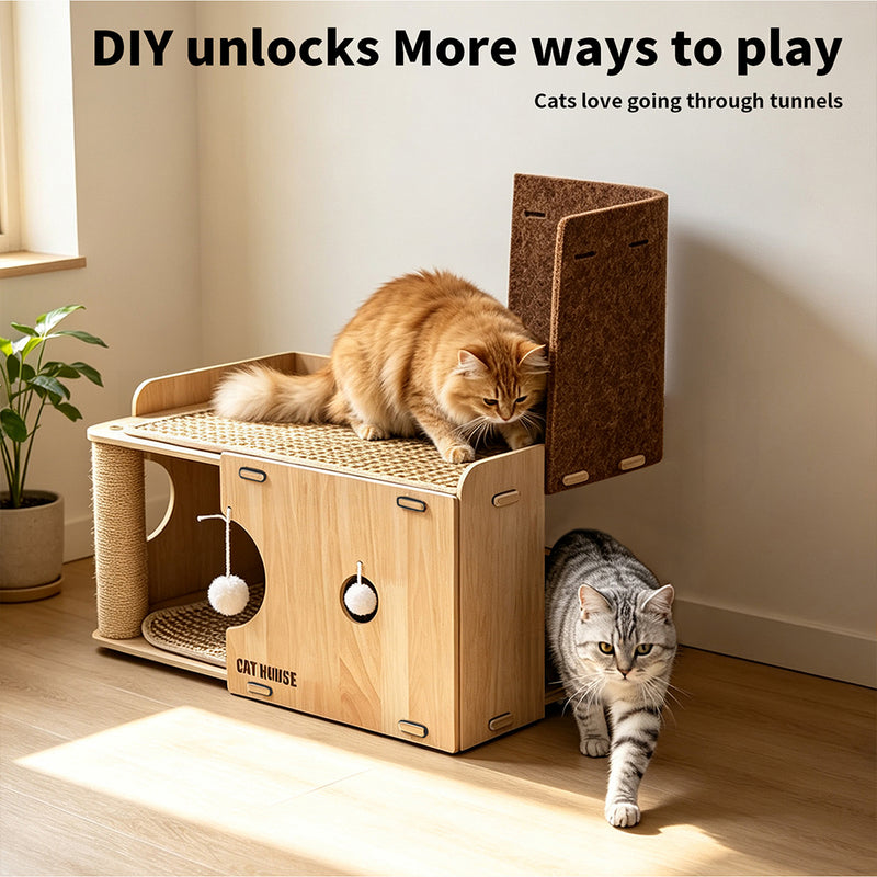 Tedi's 2-Tier Wooden Cat House