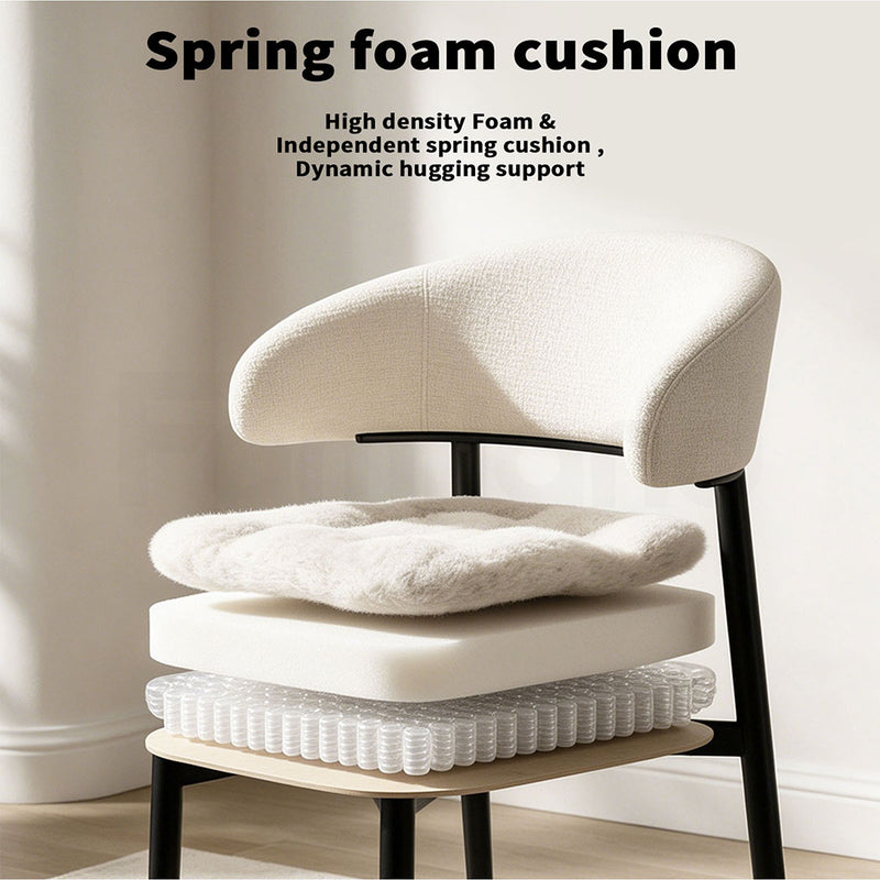 Familand Dining Chairs Set Of 2 with Spring Seat Cushion in Cream
