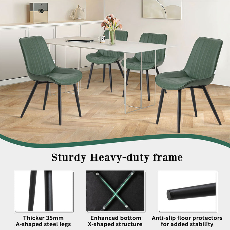 Familand Faux Leather Dining Chairs Set Of 2 in Green