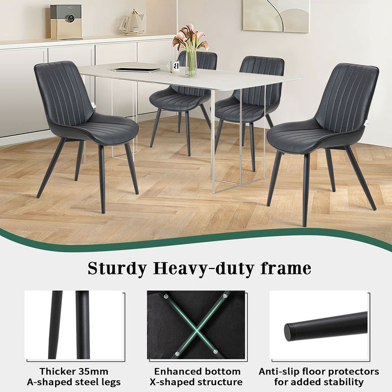 Familand Faux Leather Dining Chairs Set Of 2 in Black