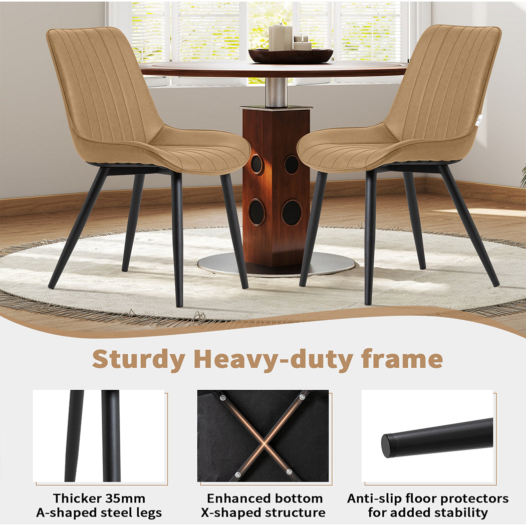 Familand Faux Leather Dining Chairs Set Of 2 in Brown