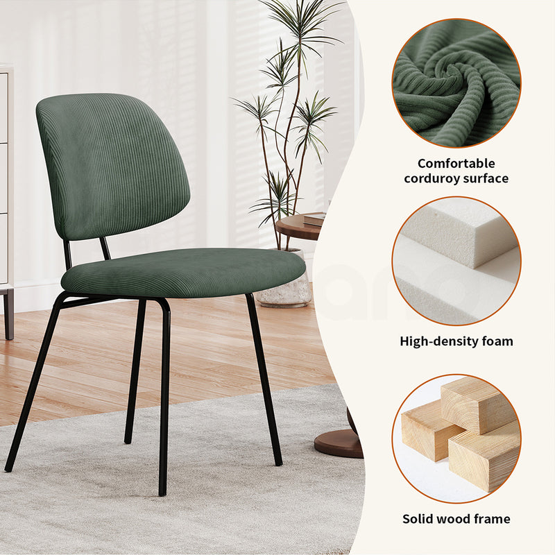 Familand Corduroy Dining Chairs Set Of 4 in Green