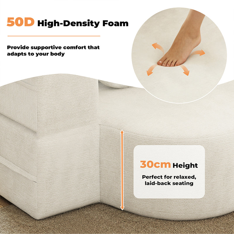 Familand 200cm Convertible Memory Foam Sofa Bed in Cream