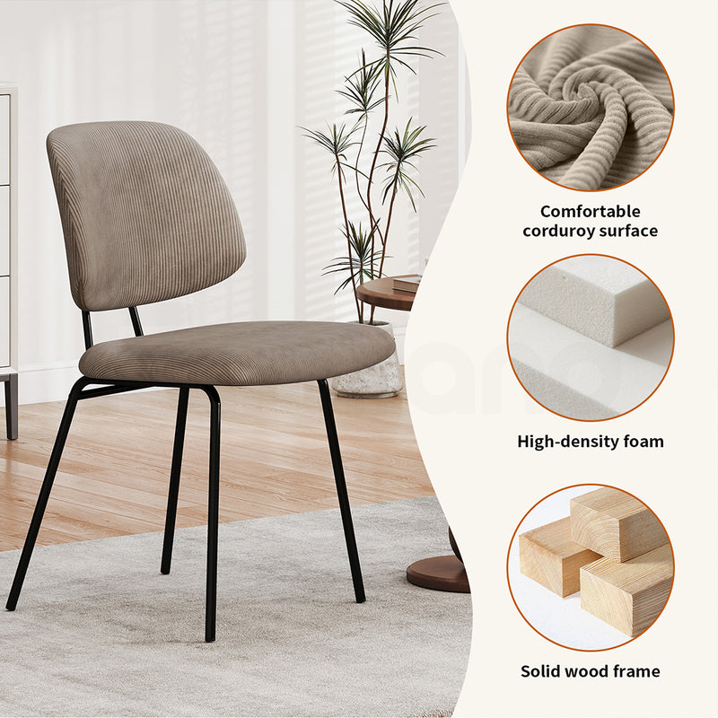Familand Corduroy Dining Chairs Set Of 4 in Khaki