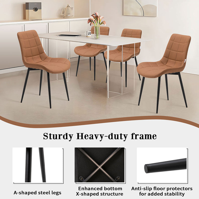 Familand Faux Leather Dining Chairs Set Of 4 in Brown