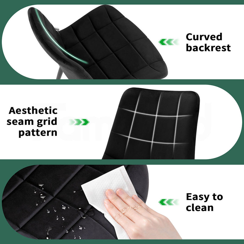 Familand Velvet Dining Chairs Set Of 4 in Black