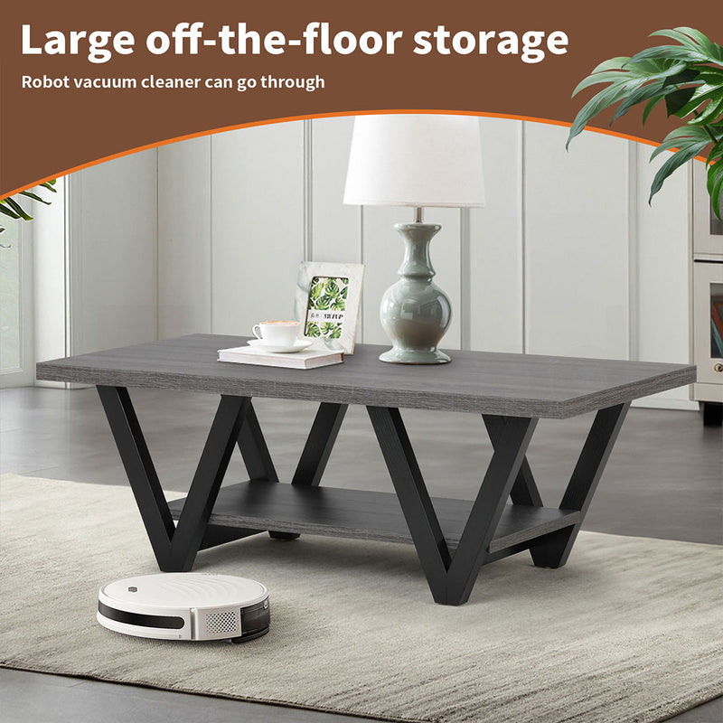 Familand 120cm Wooden Coffee Table in Dark Grey