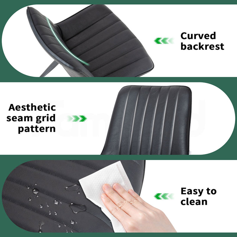 Familand Faux Leather Dining Chairs Set Of 2 in Black