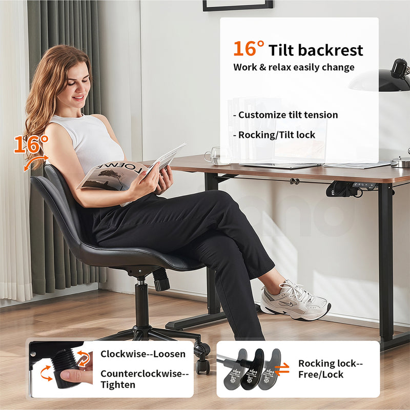 Familand Office Chair Desk Chairs Faux Leather With Rocking Function & 360°swivel