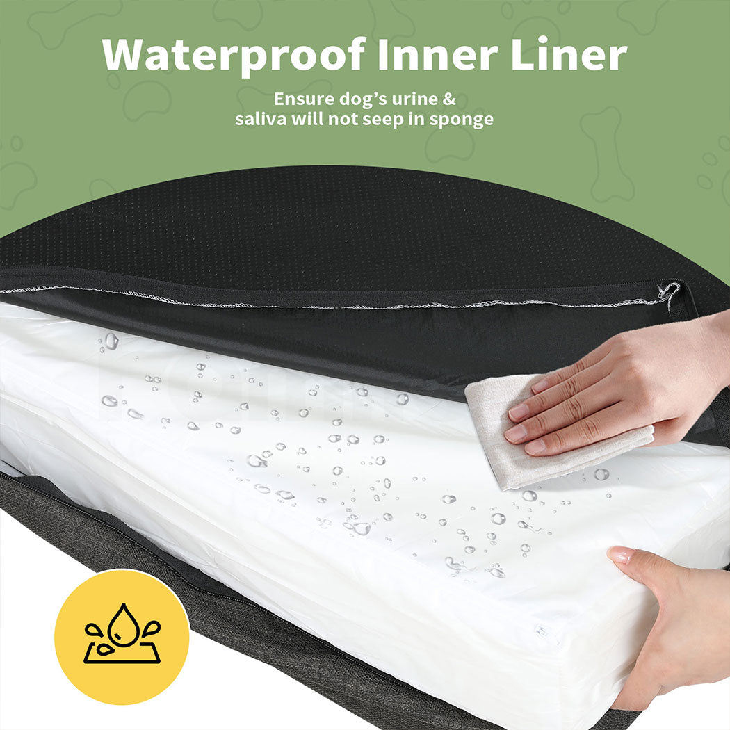 Tedi’s Linen Orthopedic Dog Bed in Dark Grey