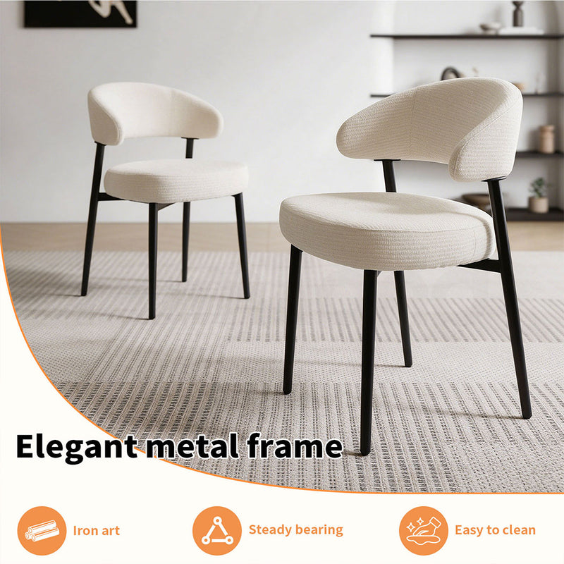 Familand Dining Chairs Set Of 2 with Spring Seat Cushion in Cream