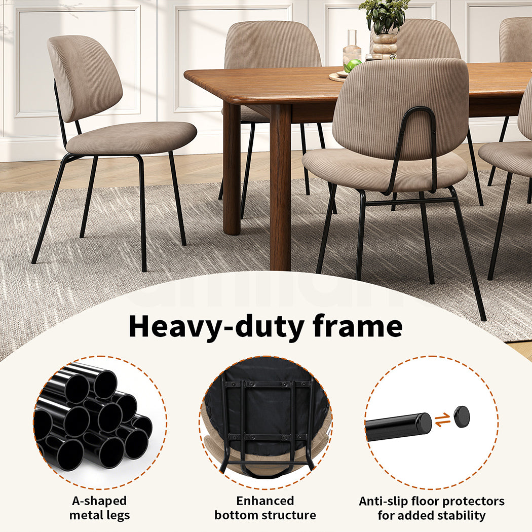 Familand Corduroy Dining Chairs Set Of 4 in Khaki