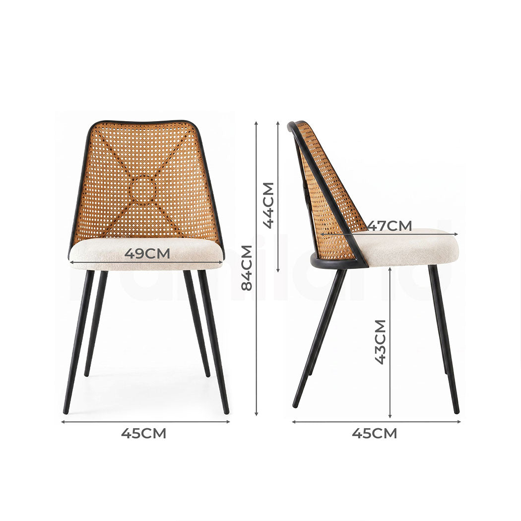 Familand Dining Chairs Set Of 2 Padded Seat Kitchen Living Room Chair With Rattan Back