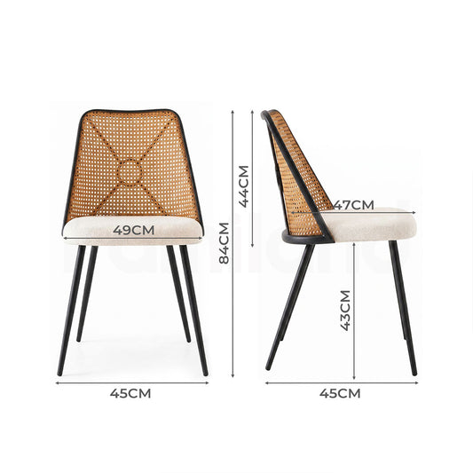 Familand Dining Chairs Set Of 2 Padded Seat Kitchen Living Room Chair With Rattan Back
