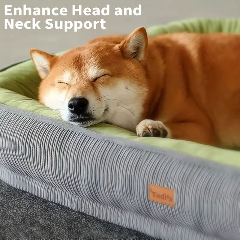 Tedi’s Orthopedic Dog Bed with Rattan Mat in Grey