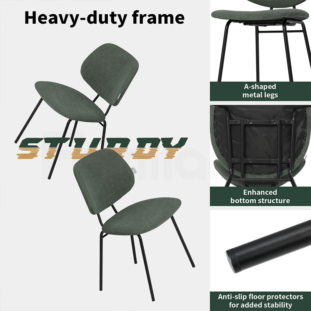 Familand Corduroy Dining Chairs Set Of 2 in Green