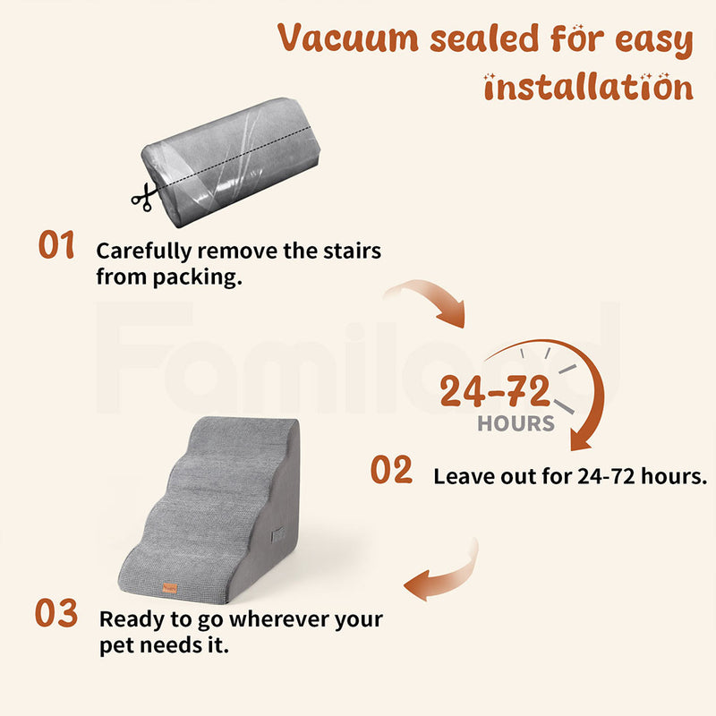 Tedi's 4 Steps Memory Foam Dog Stairs Ramp for High Bed Sofa Couch