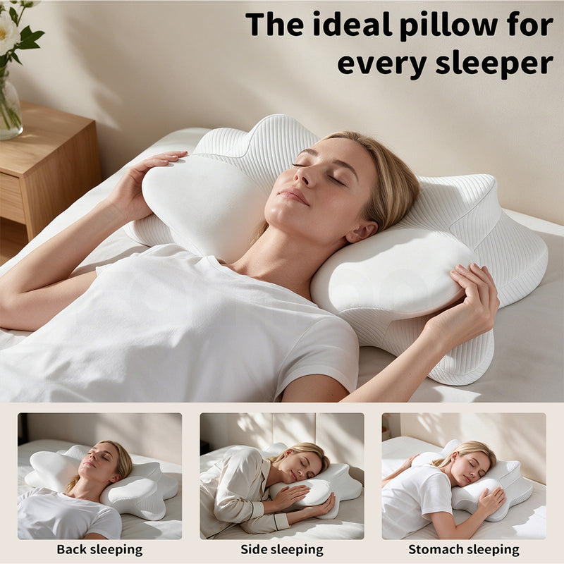 Familand Memory Foam Cervical Neck Pillow in White