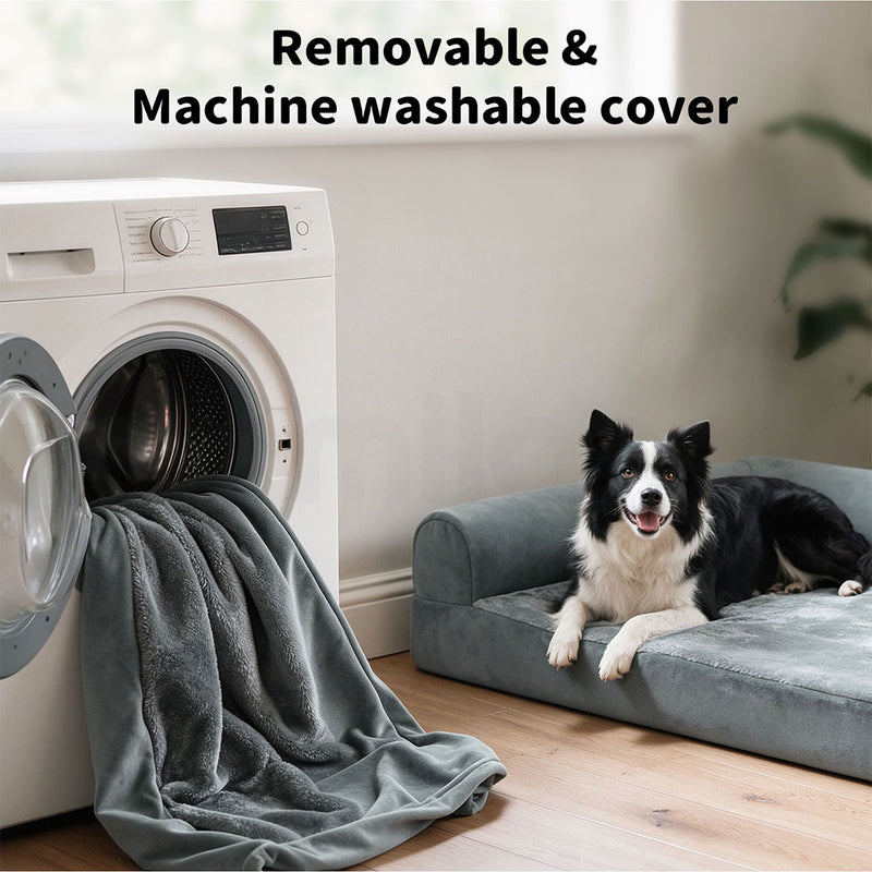 Tedi's Orthopedic Dog Bed Memory Foam Beds Removable Washable Cover Grey