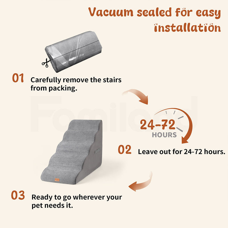 Tedi's 5 Steps Memory Foam Dog Stairs Ramp for High Bed Sofa Couch